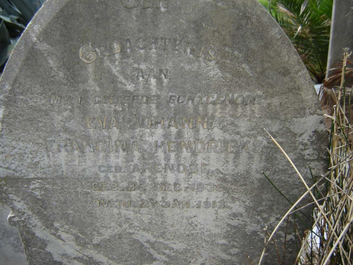 HENDRICKS Eva Johanna Francina nee ARENDSE 1835-1913