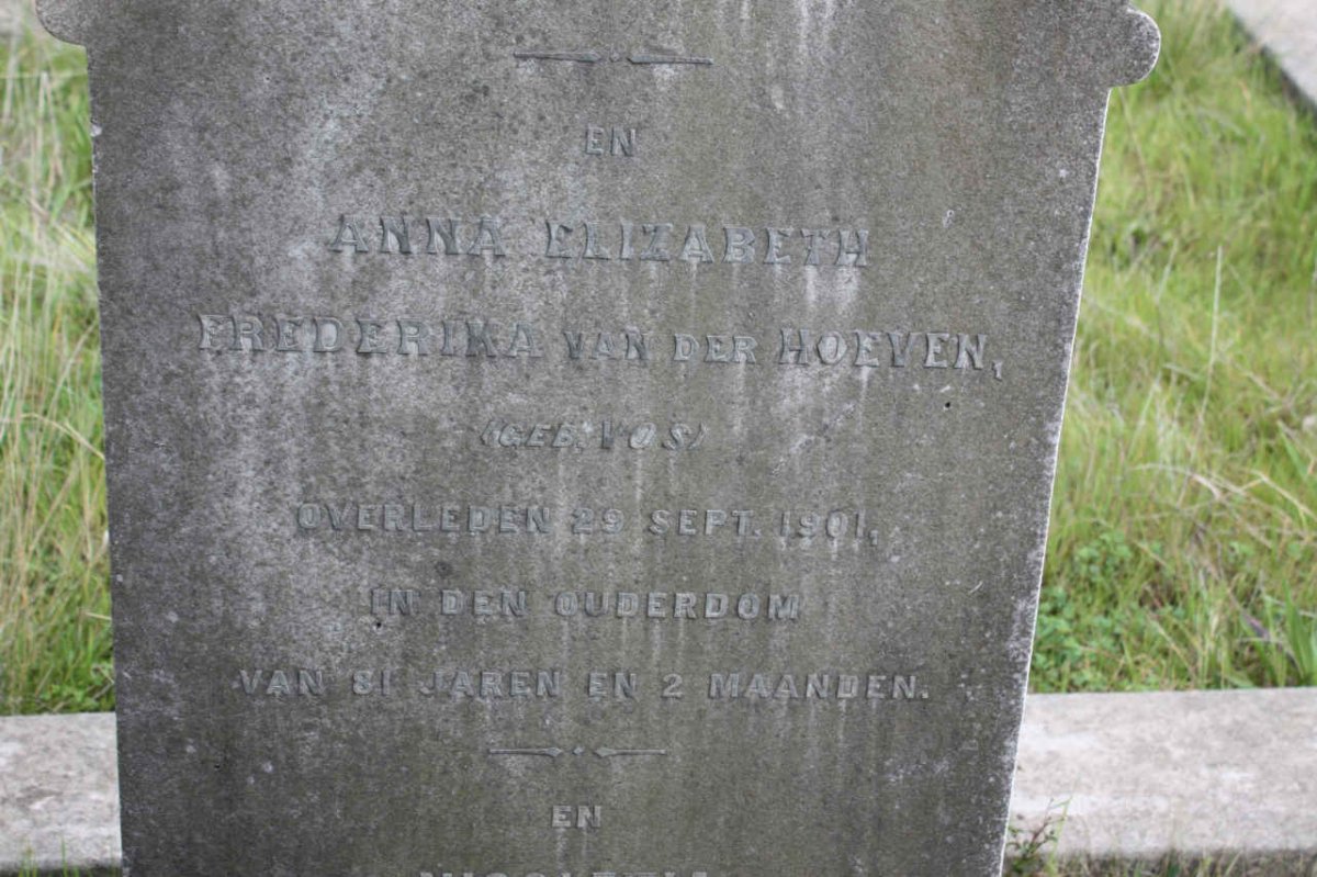 HOEVEN Anna Elizabeth Frederika, van der  nee VOS -1901
