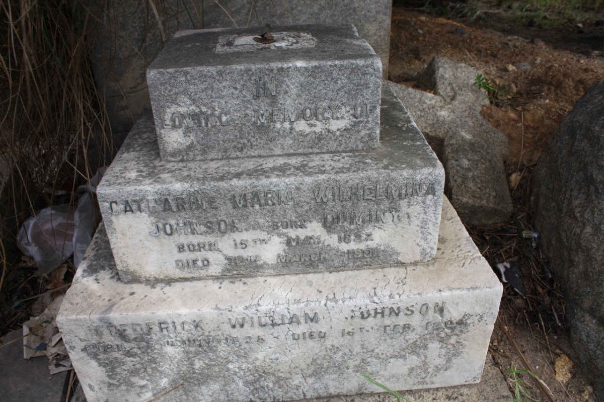 JOHNSON Fredrick William  1877-1944 :: JOHNSON Catharine Maria Wilhelmina nee DUMINY 1827-1901