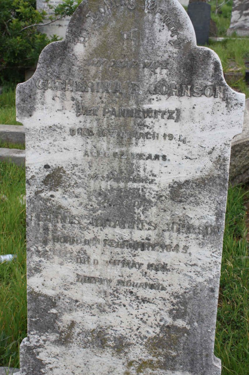 JOHNSON Petrus Johannes 1845-1921 &amp; Catherina F. PANNEWITZ -1911