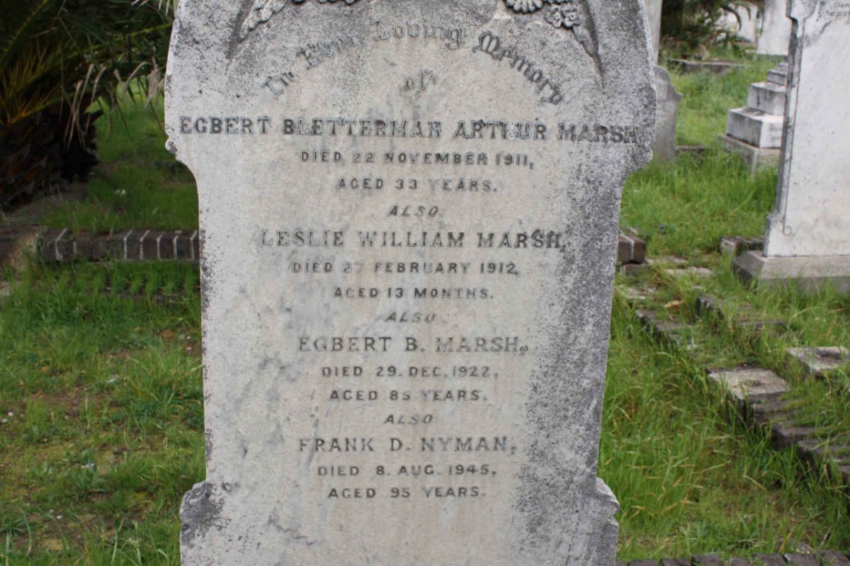 MARSH Egbert Bletterman Arthur -1911 :: MARSH Leslie William -1912 :: MARSH Egbert B. -1922 :: NYMAN Frank D. -1945