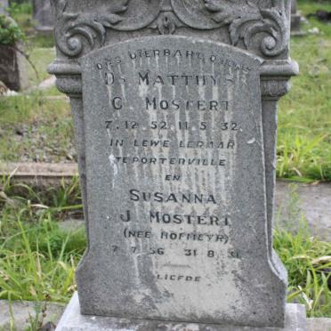MOSTERT Matthys C. 1852-1932 &amp; Susanna J. HOFMEYR 1856-1931