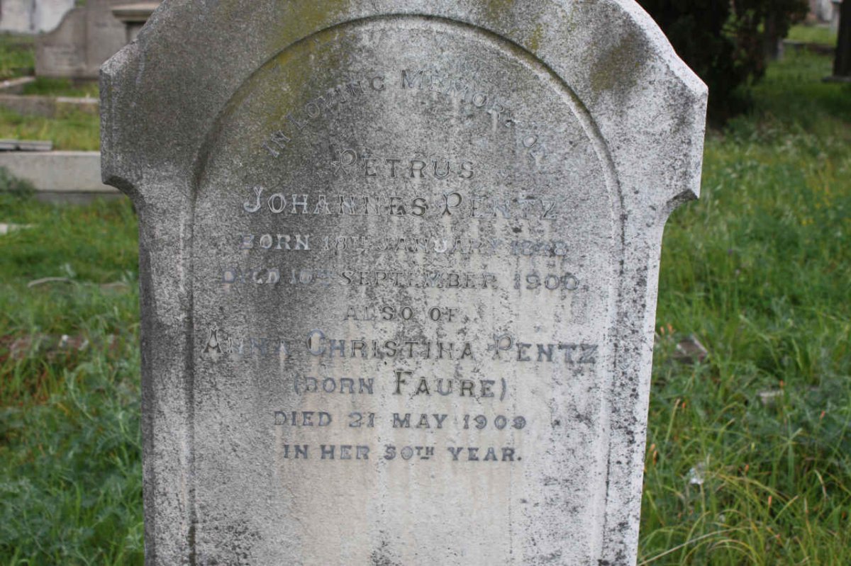 PENTZ Petrus Johannes 1848-1900 &amp; Anna Christina FAURE -1908