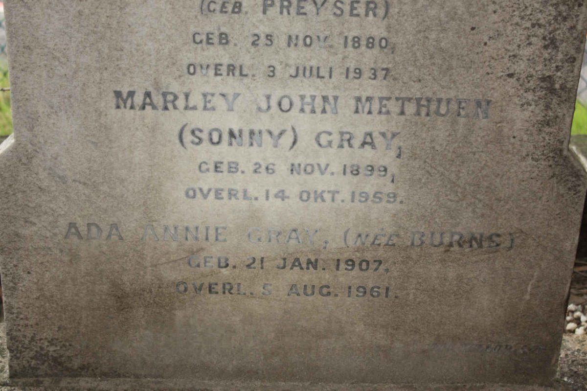 GRAY Marley John Methuen 1899-1959 :: GRAY Ada Annie nee BURNS 1907-1961