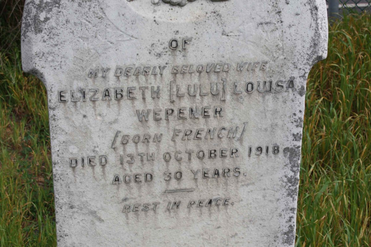 WEPENER Elizabeth Louisa nee FRENCH -1918