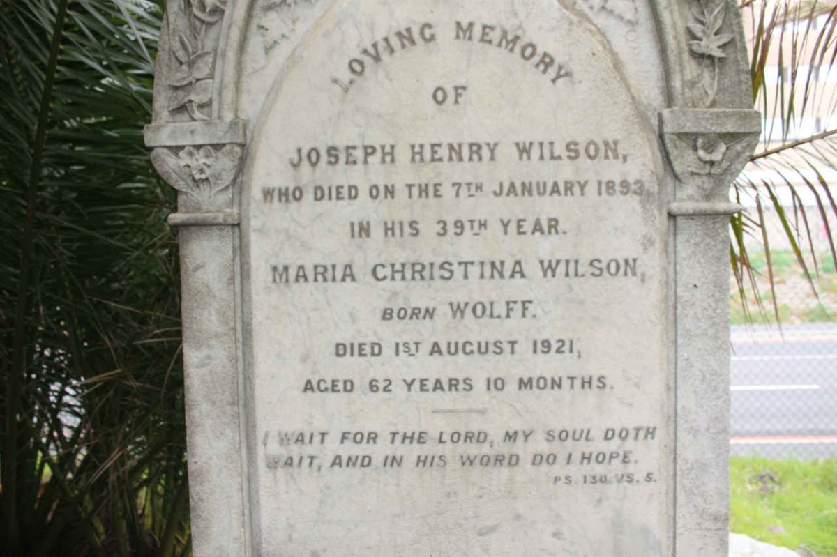 WILSON Joseph Henry -1893 &amp; Maria Christina WOLFF -1921