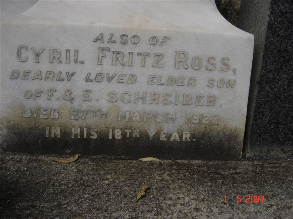 SCHREIBER Cyril Fritz Ross -1922