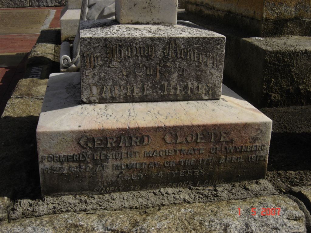 CLOETE Daniel Henry Gerard -1912