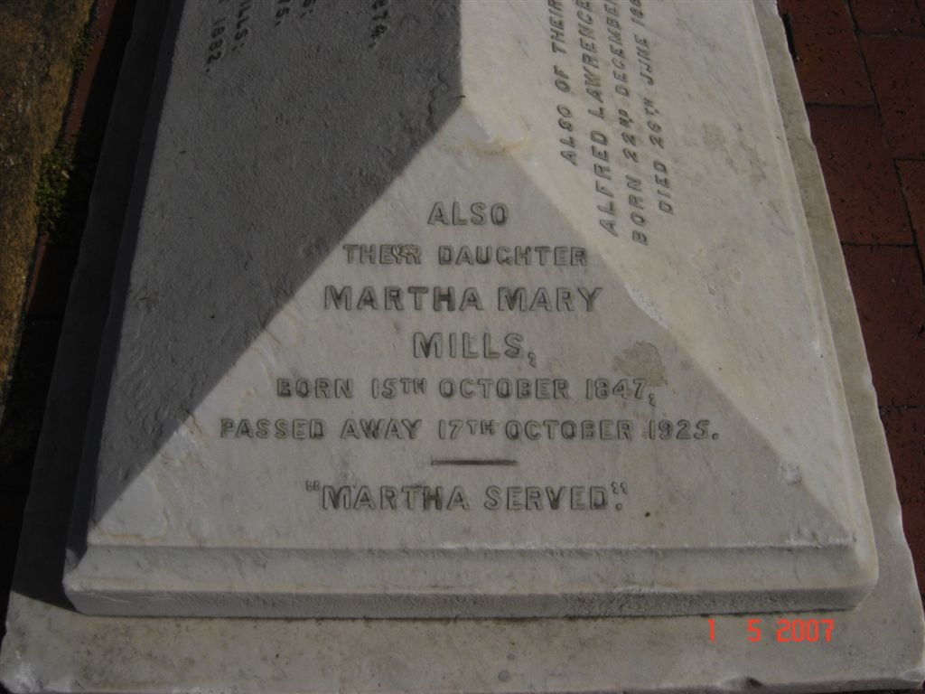 MILLS Martha Mary 1847-1925