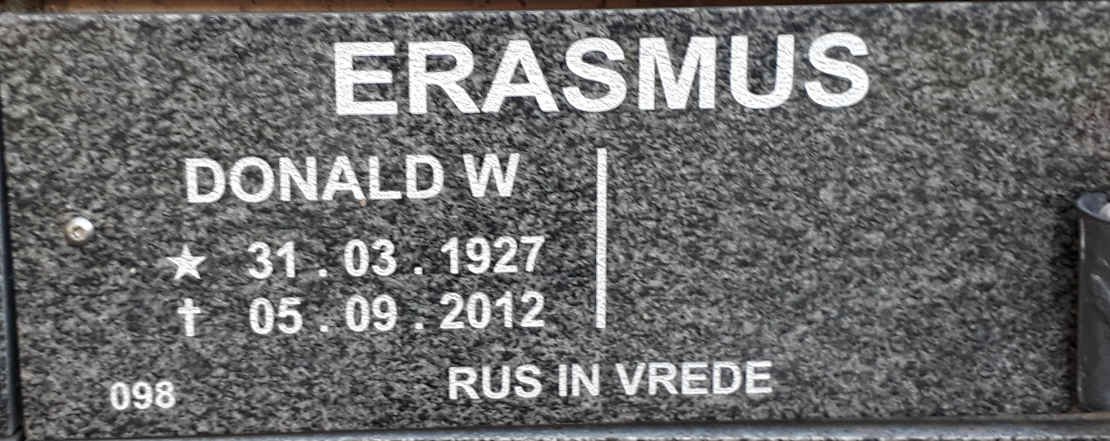 ERASMUS Donald W. 1927-2012