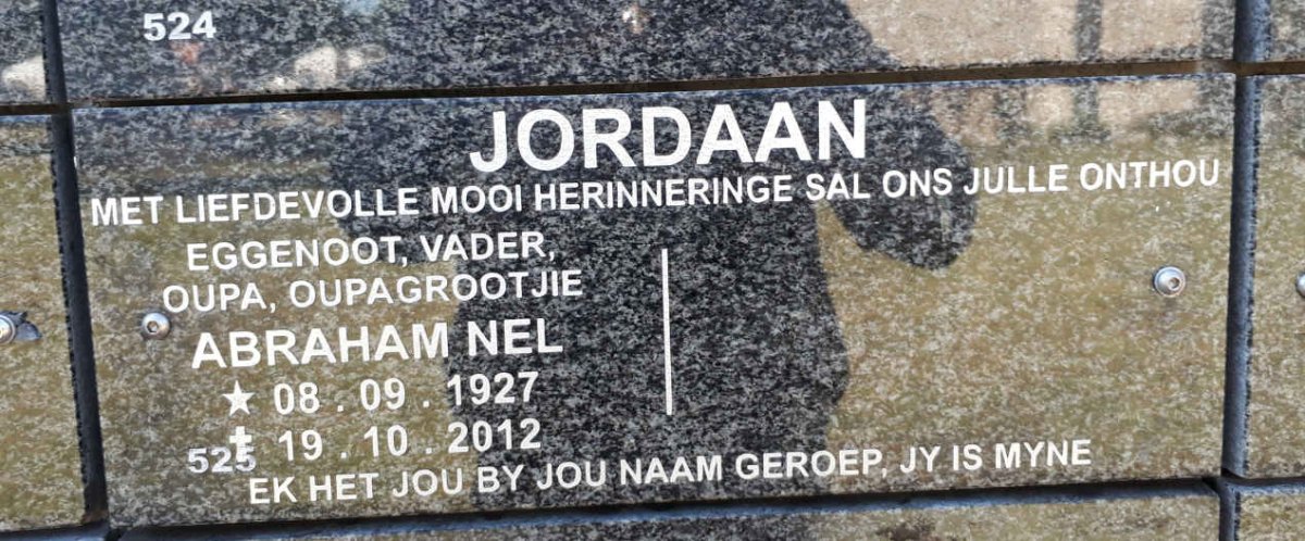 JORDAAN Abraham Nel 1927-2012