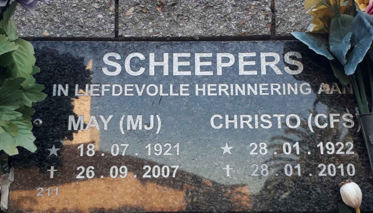 SCHEEPERS C.F.S. 1922-2010 &amp; M.J. 1921-2007