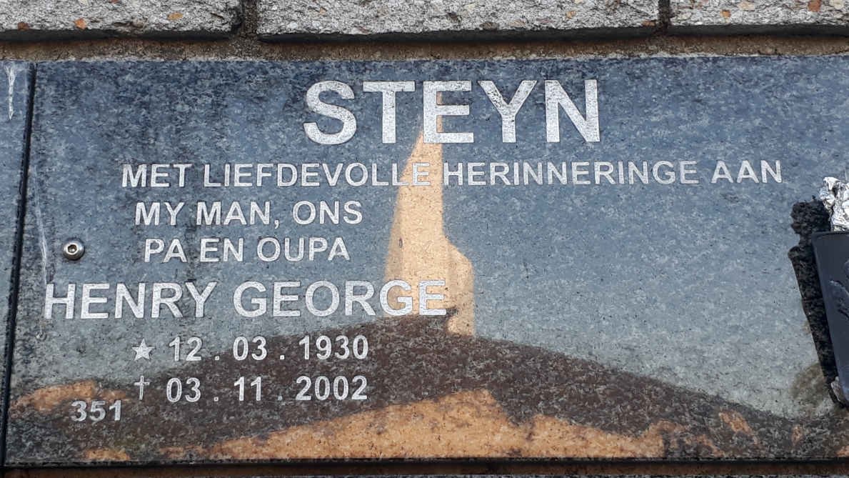 STEYN Henry George 1930-2002