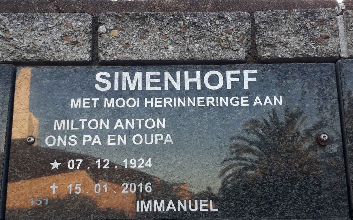 SIMENHOFF Milton Anton 1924-2016