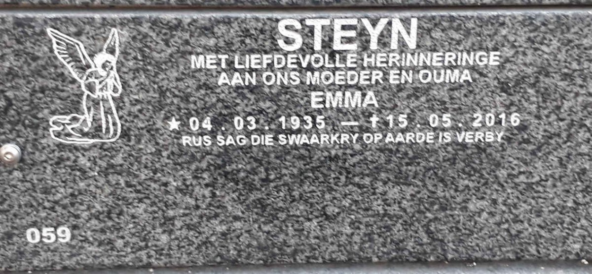 STEYN Emma 1935-2016