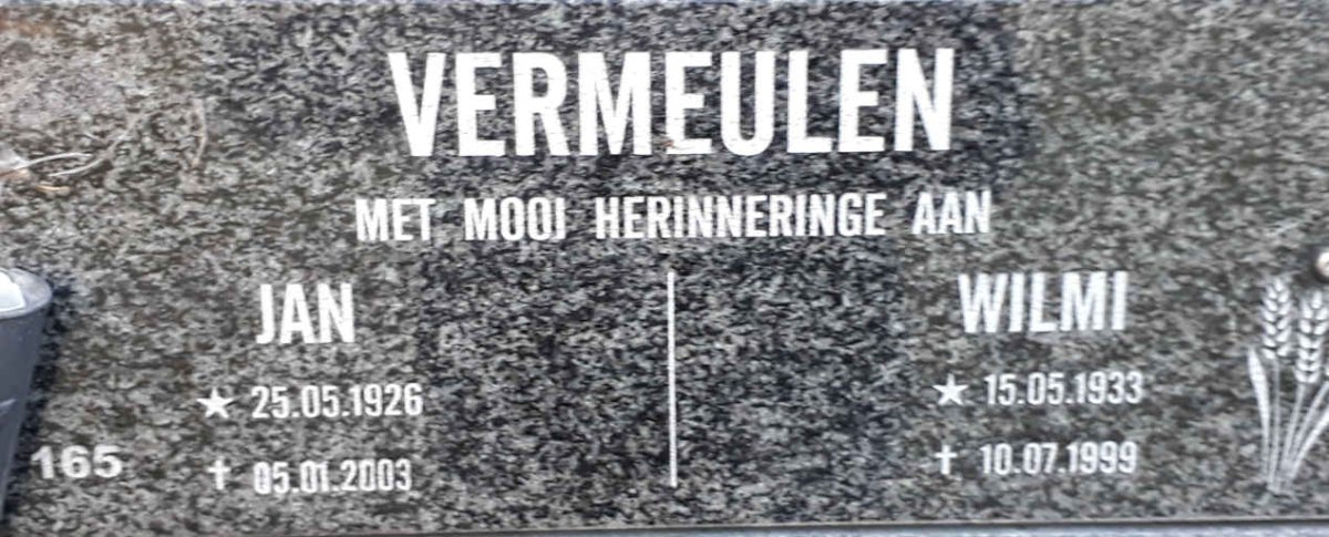 VERMEULEN Jan 1926-2003 &amp; Wilmi 1933-1999