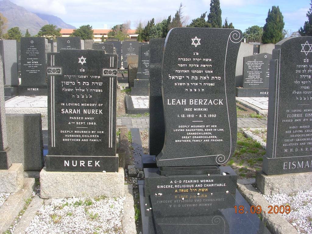 BERZACK Leah nee MIRKIN 1910-1992 :: NUREK Sarah -1965