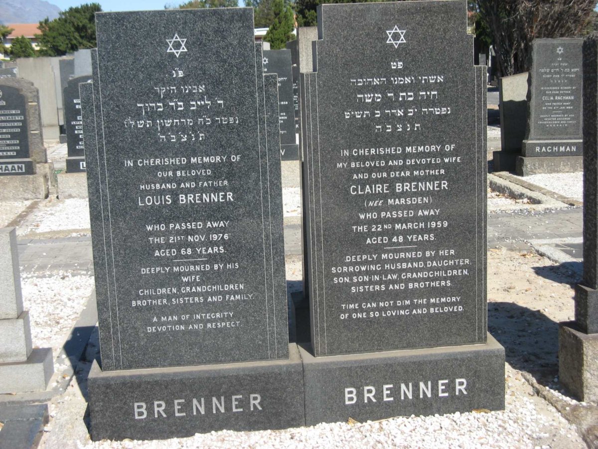 BRENNER Louis -1976 &amp; Claire MARSDEN -1959