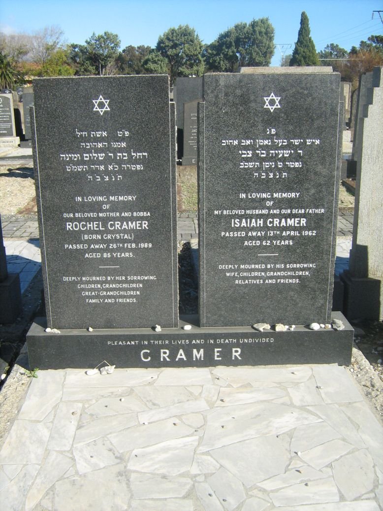 CRAMER Isaiah -1962 &amp; Rochel CRYSTAL -1989