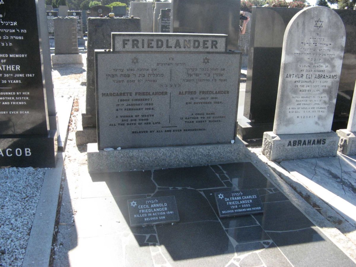 FRIEDLANDER Alfred 1881-1954 &amp; Margarete GINSBERG 1889-1964
