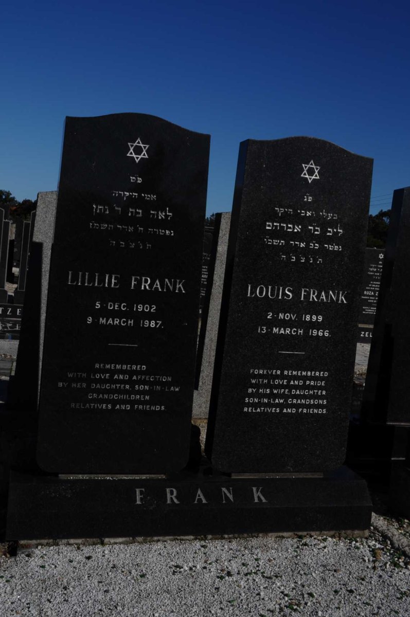 FRANK Louis 1899-1966 &amp; Lillie 1902-1987