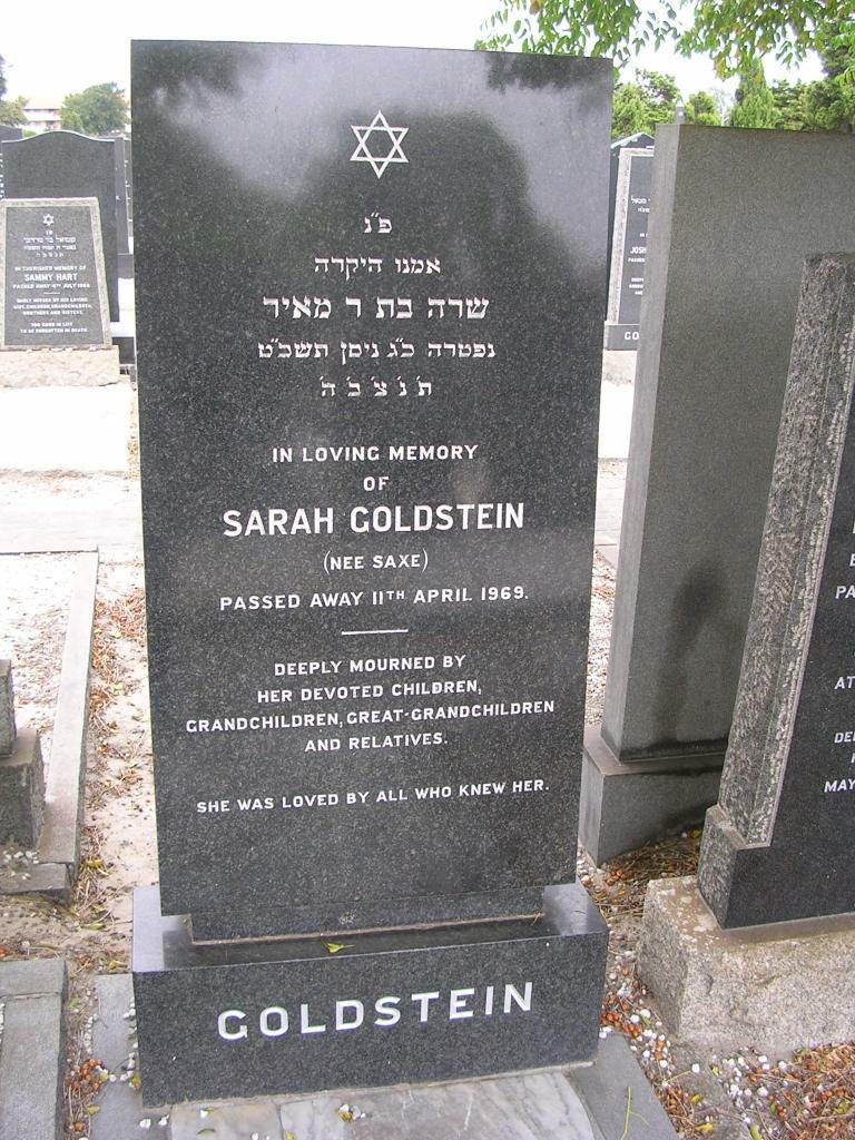 GOLDSTEIN Sarah nee SAXE -1969