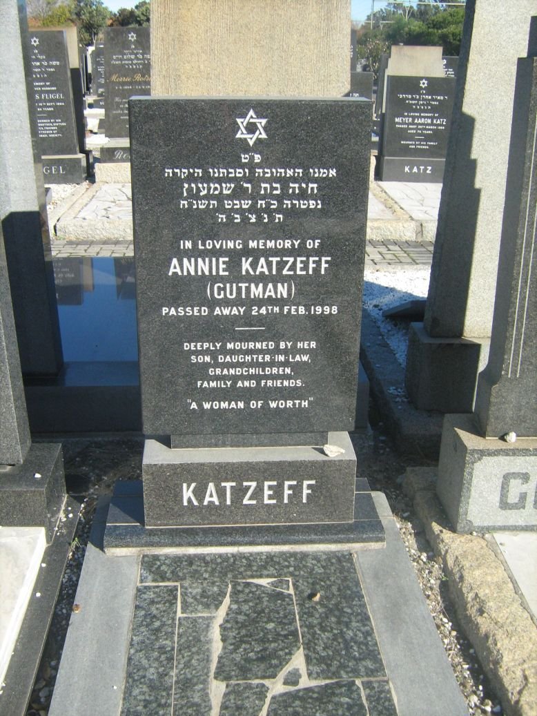 KATZEFF Annie nee GUTMAN -1998