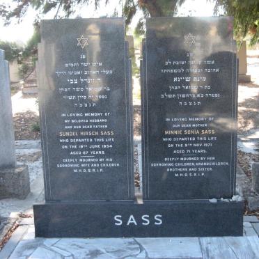 SASS Sundel Hirsch -1954 &amp; Minnie Sonia -1971