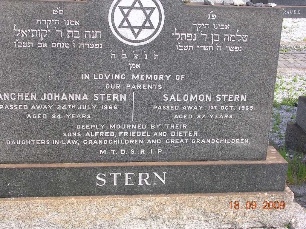 STERN Salomon -1965 &amp; Anchen Johanna -1966