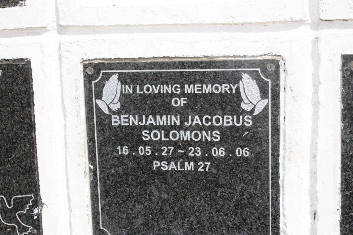 SOLOMONS Benjamin Jacobus 1927-2006 [23-06]