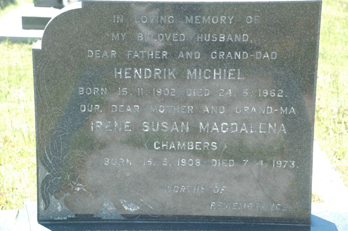 ? Hendrik Michiel 1902-1962 &amp; Irene Susan Magdalena CHAMBERS 1908-1973