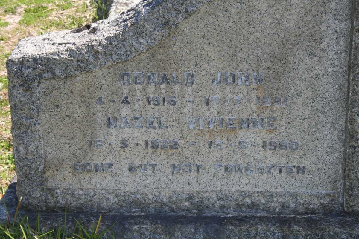 ? Donald John 1915-1981 &amp; Hazel Vivienne 1922-1980