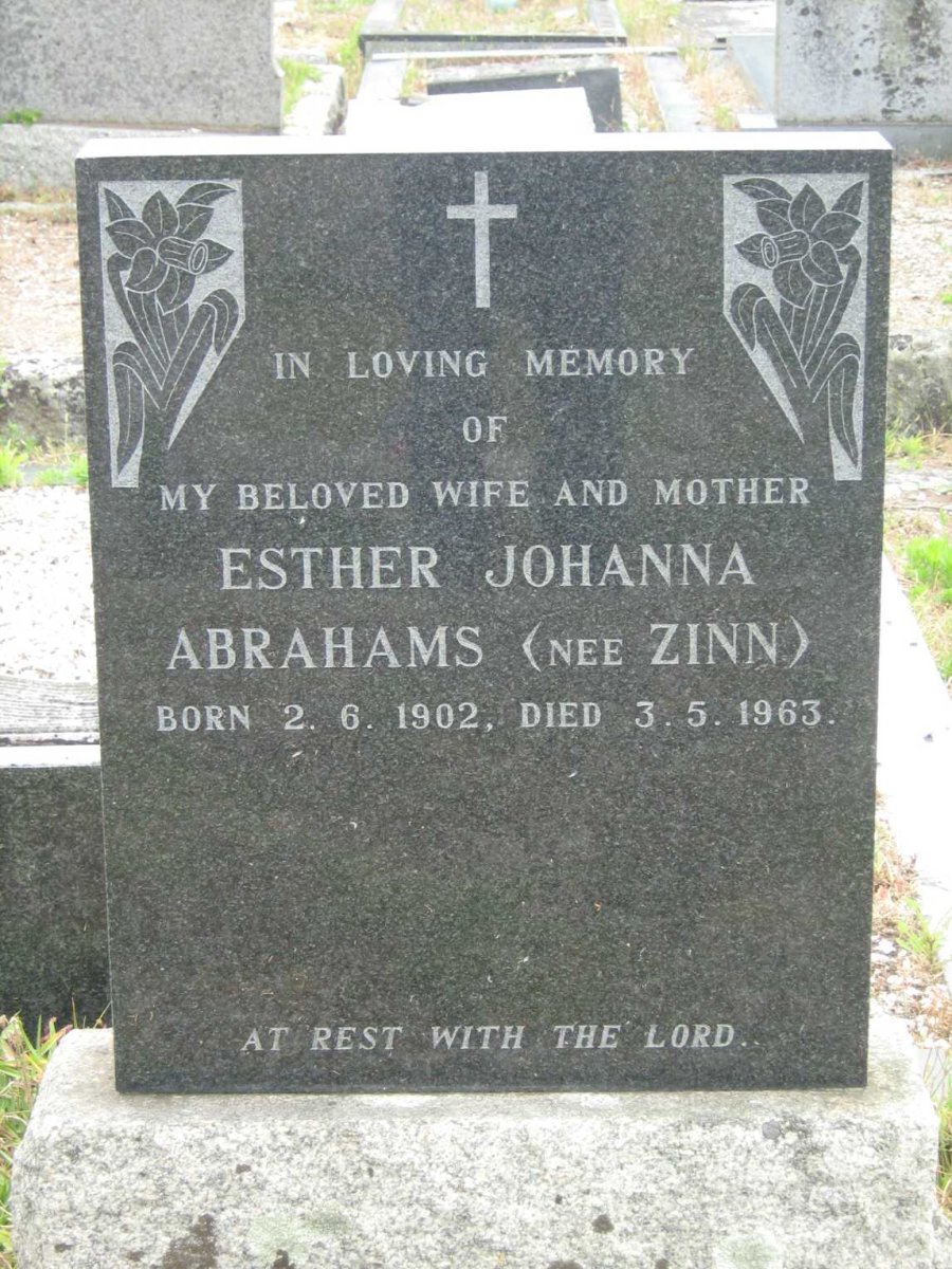 ABRAHAMS Esther Johanna nee ZINN  1902-1963