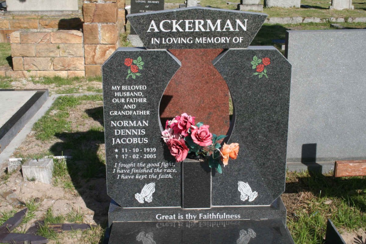 ACKERMAN Norman Dennis Jacobus 1939-2005