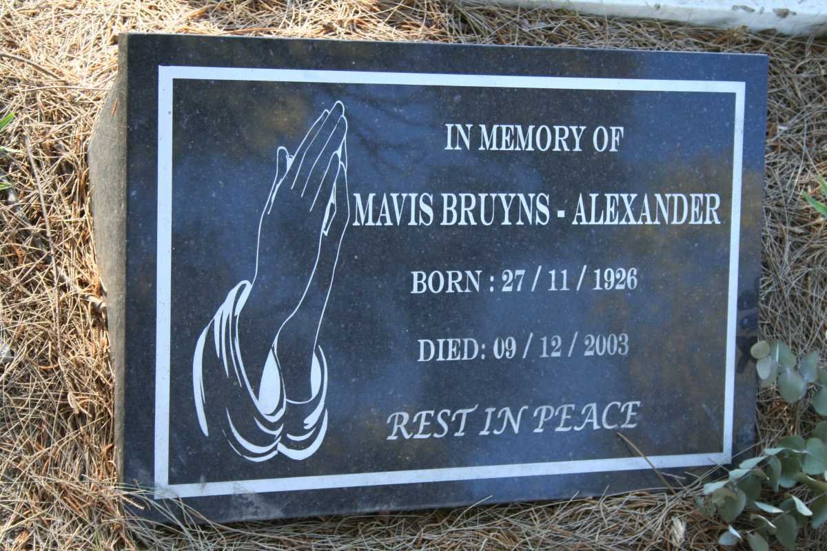 ALEXANDER Mavis, Bruyns 1926-2003