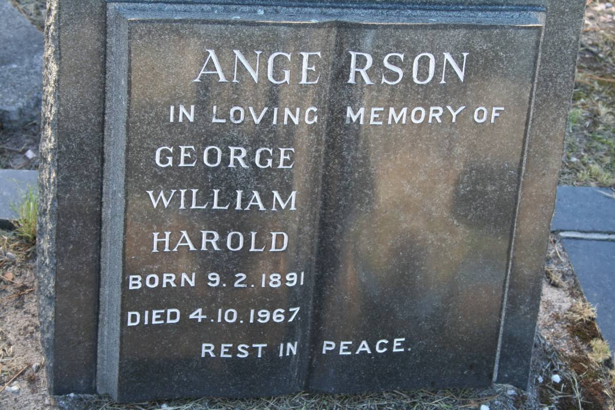 ANGERSON George William Harold 1891-1967