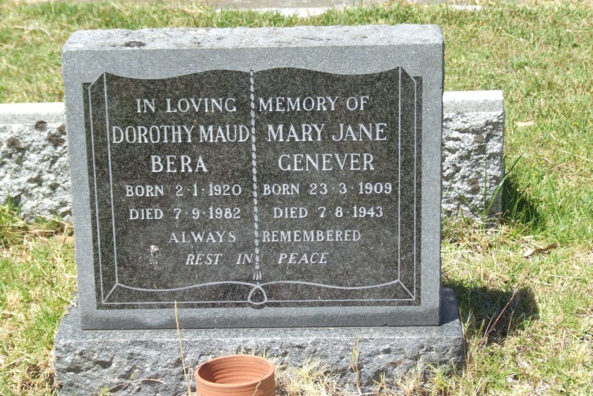 BERA Dorothy Maud 1920-1982 :: GENEVER Mary Jane 1909-1943