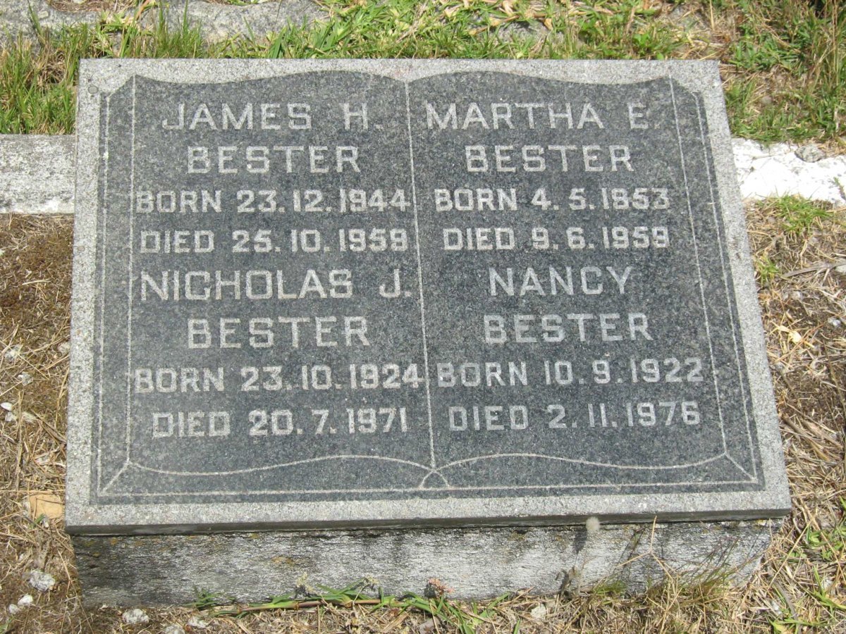 BESTER Nicholas J. 1924-1971 &amp; Nancy 1922-1976 ::BESTER James H. 1944-1959 ::  BESTER Martha E. 1953-1959 