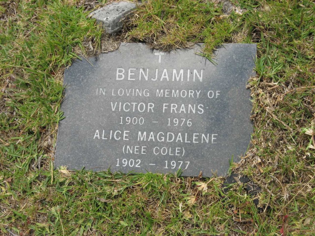 BENJAMIN Victor Frans 1900-1976 &amp; Alice Magdalene COLE 1902-1977