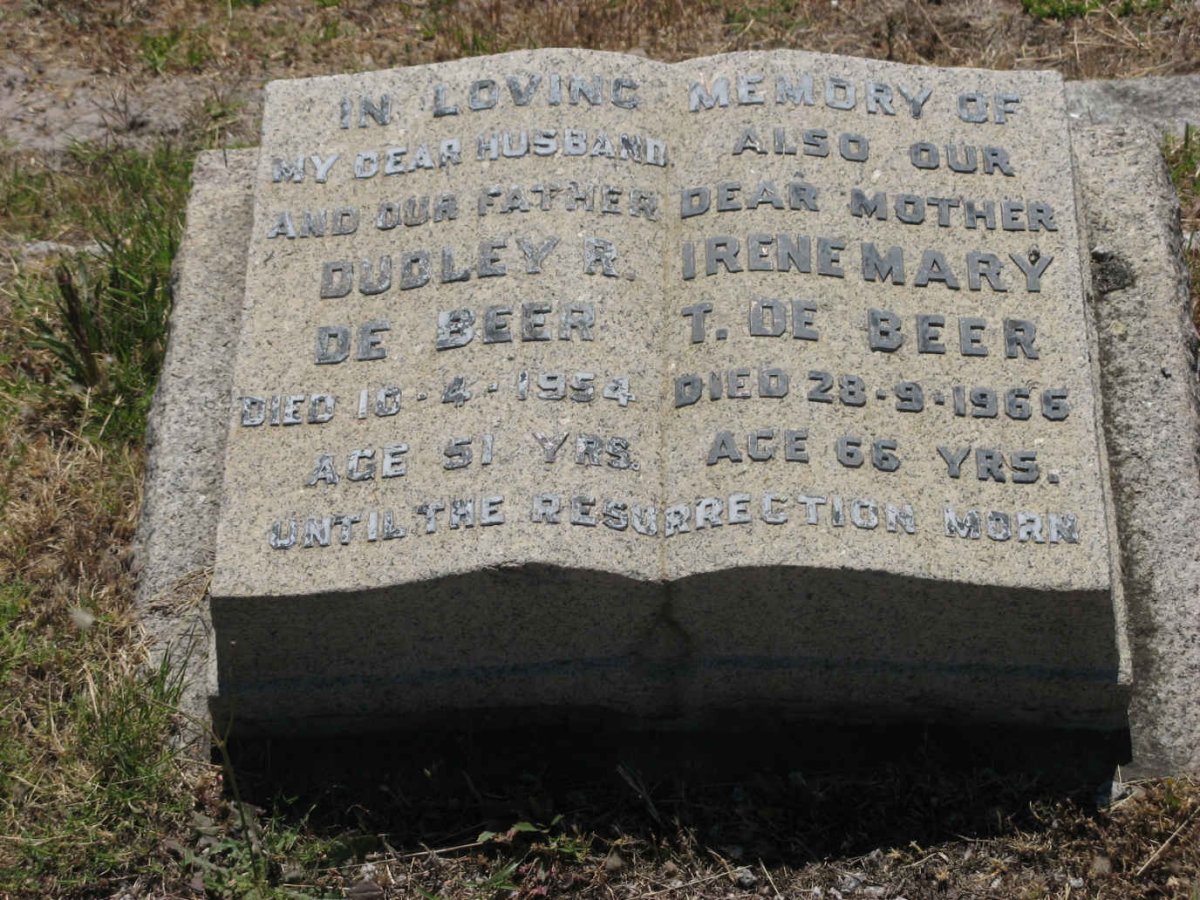 BEER Dudley R., de -1954 &amp; Irene Mary T. -1965