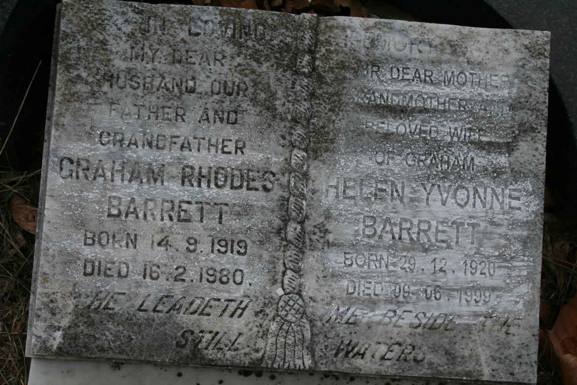 BARRETT Graham Rhodes 1919-1980 &amp; Helen Yvonne 1920-1999