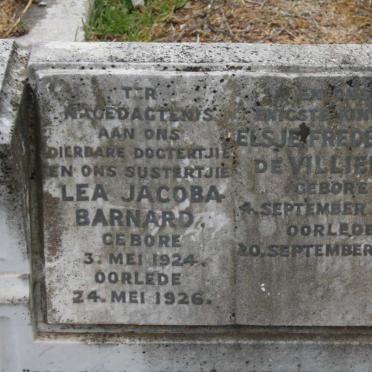 BARNARD Lea Jacoba 1924-1926 :: DE VILLIERS Elsje Frederika 1947-1947