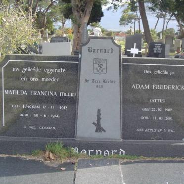 BARNARD Adam Frederick 1909-2001 &amp; Matilda Francina JACOBS 1913-1966