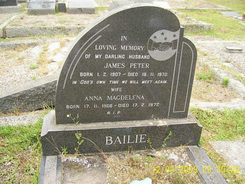 BAILIE James Peter 1907-1970 &amp; Anna Magdelena 1906-1972