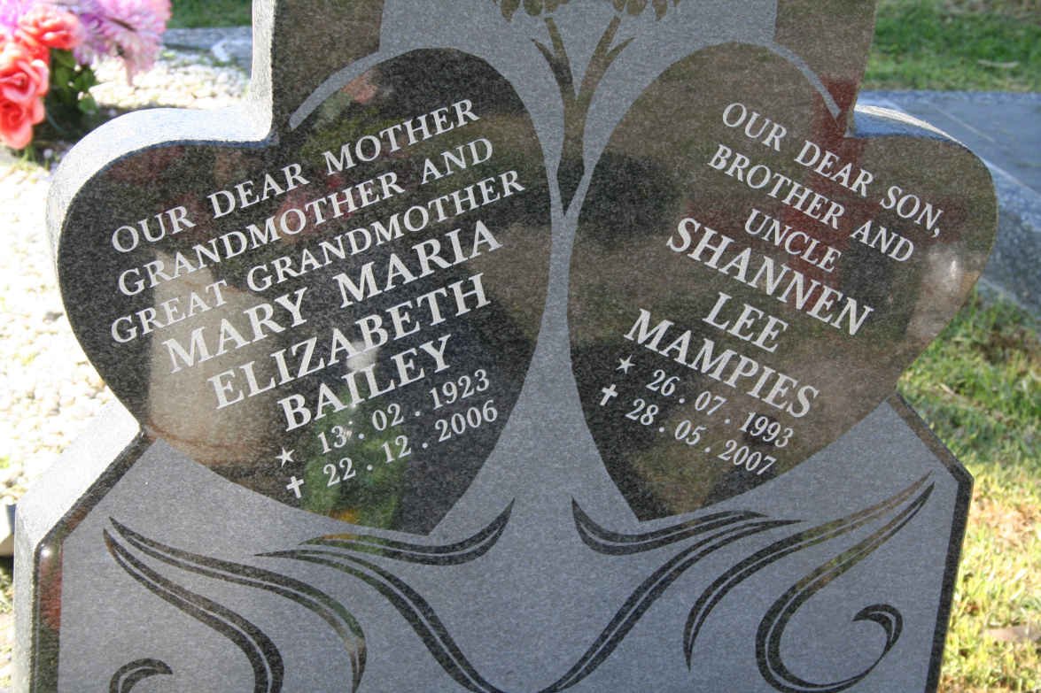 BAILEY Mary Maria Elizabeth 1923-2006 :: MAMPIES Shannen Lee 1993-2007