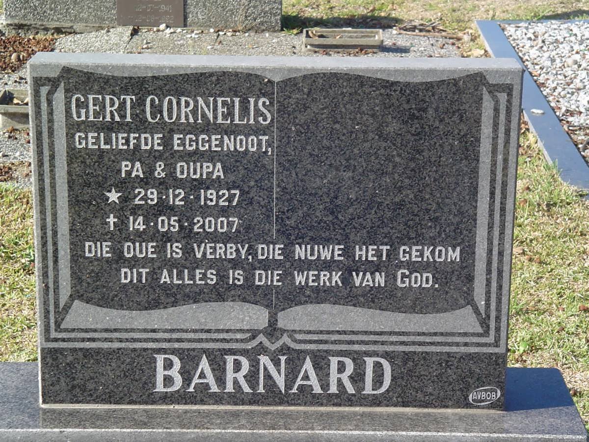 BARNARD Gert Cornelis 1927-2007