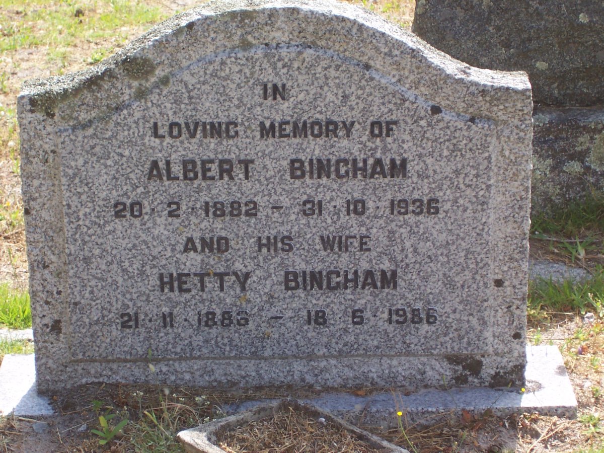 BINGHAM Albert 1882-1936 &amp; Hetty 1886-1986