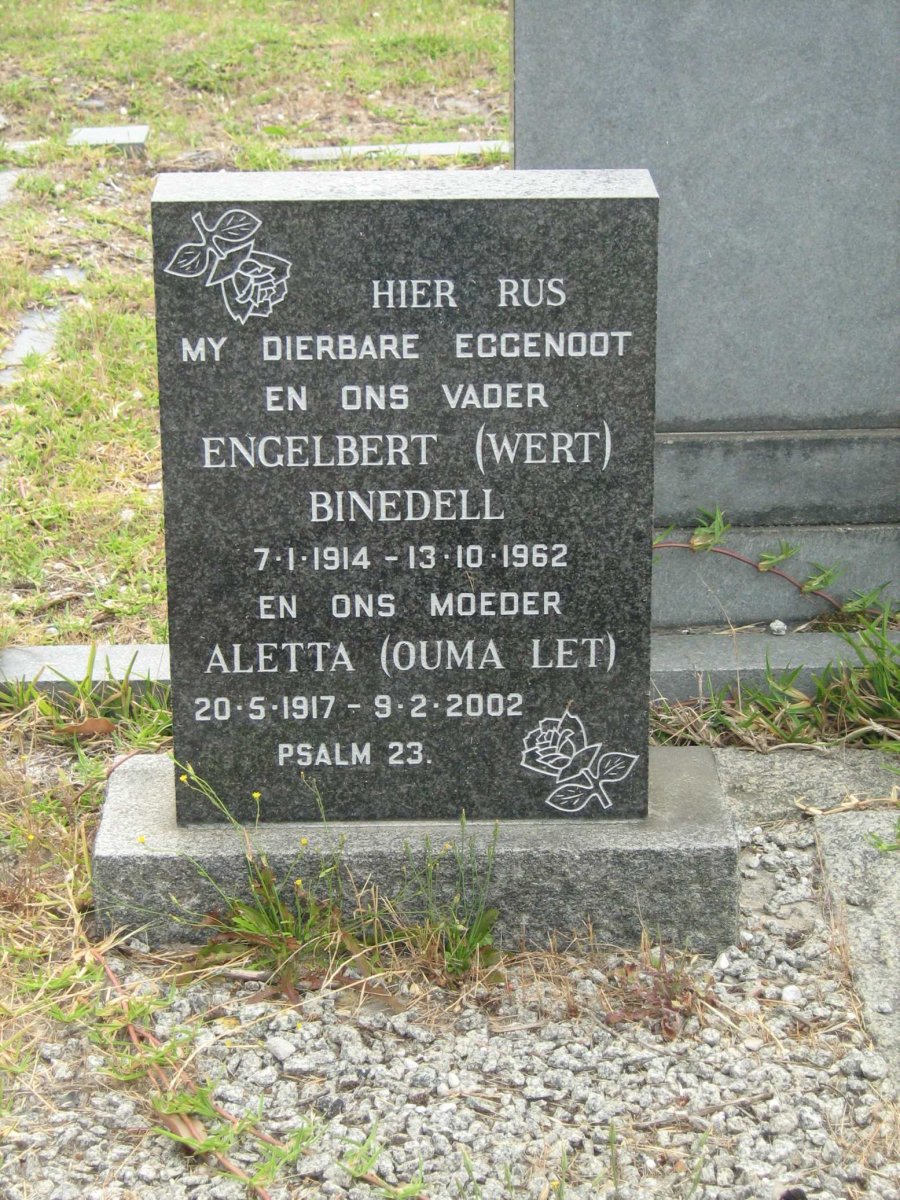 BINEDELL Engelbert 1914-1962 &amp; Aletta 1917-2002
