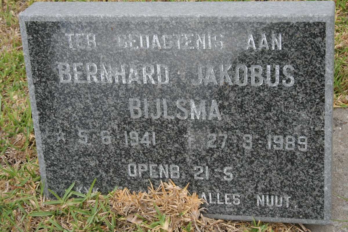 BIJLSMA Bernhard Jakobus 1941-1989