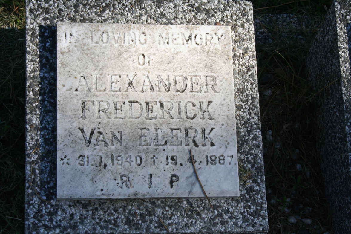 BLERK Alexander Frederick, van 1940-1987